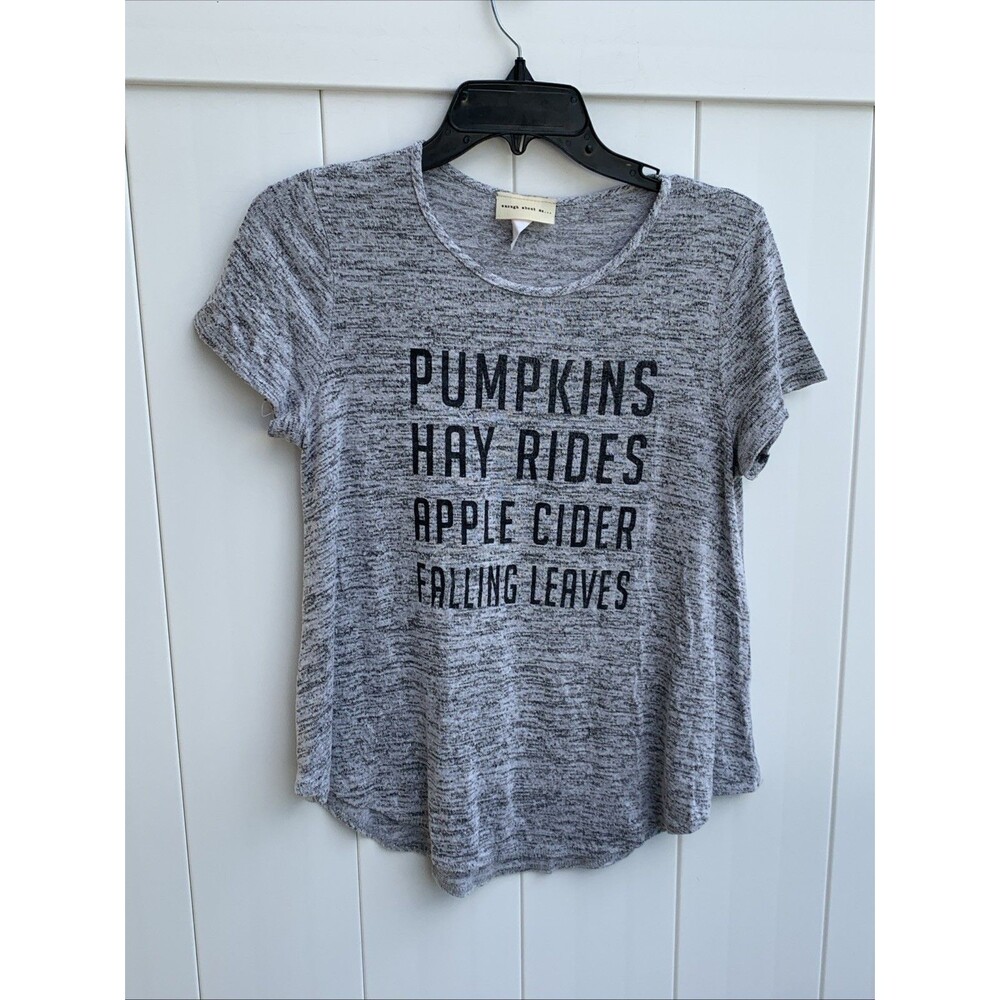 Enough About Me Women’s Gray Knit Top Size Medium Fall Pumpkins Halloween